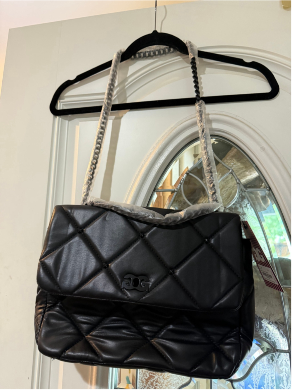 Women's Gilda Paris Black Quilted Shoulder Bag One Size
